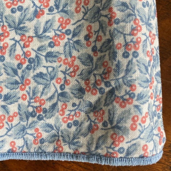 Kitchen Vintage Cloth Napkins Calico Berry Pattern With Wedgwood Blue